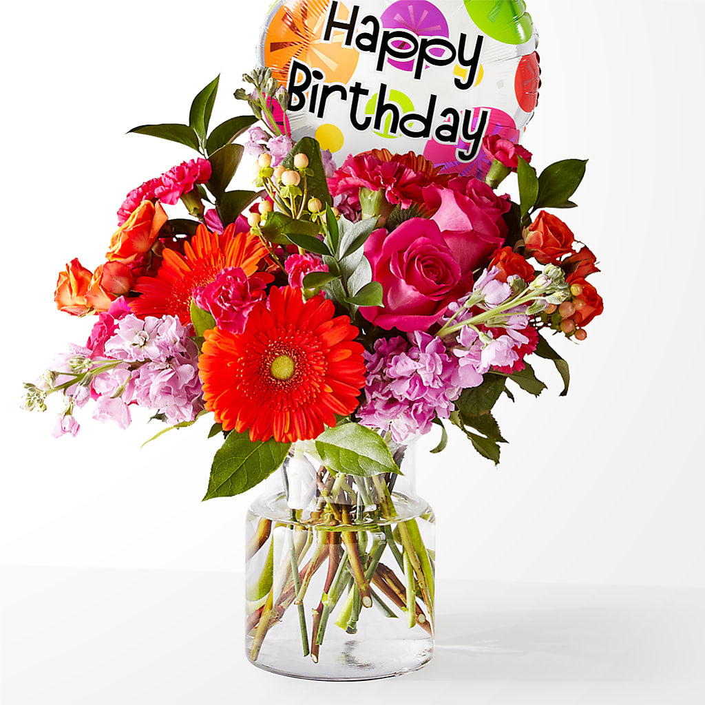Fiesta Bouquet with Birthday Balloon – FLOWERS & FAIRYTALES, Pittsburgh PA
