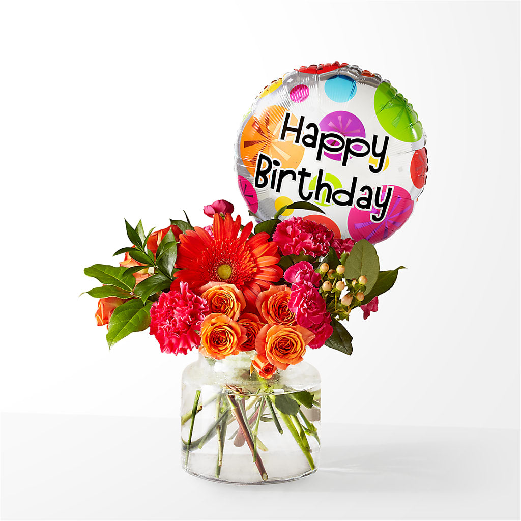Fiesta Bouquet with Birthday Balloon – FLOWERS & FAIRYTALES, Pittsburgh PA