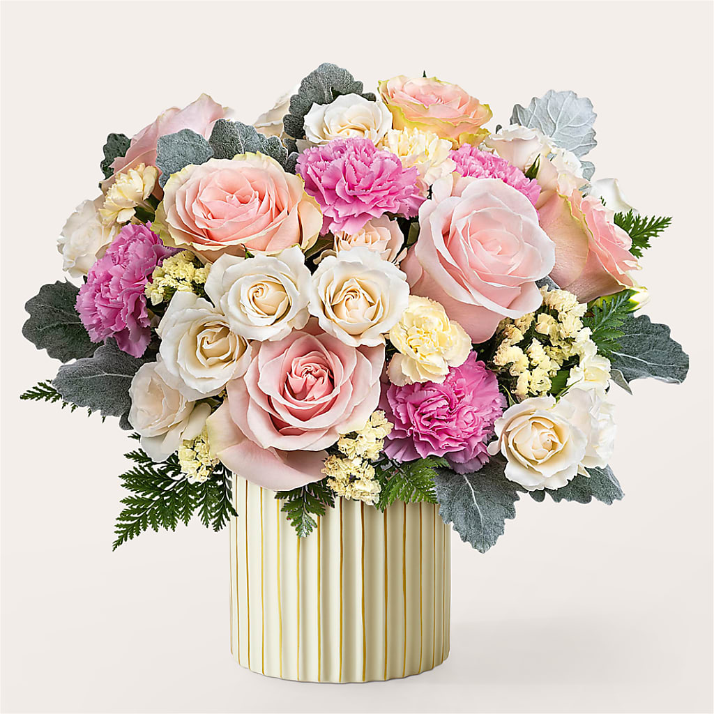 Blissful Moments Bouquet with Ivory Vase – FLOWERS & FAIRYTALES, Pittsburgh PA