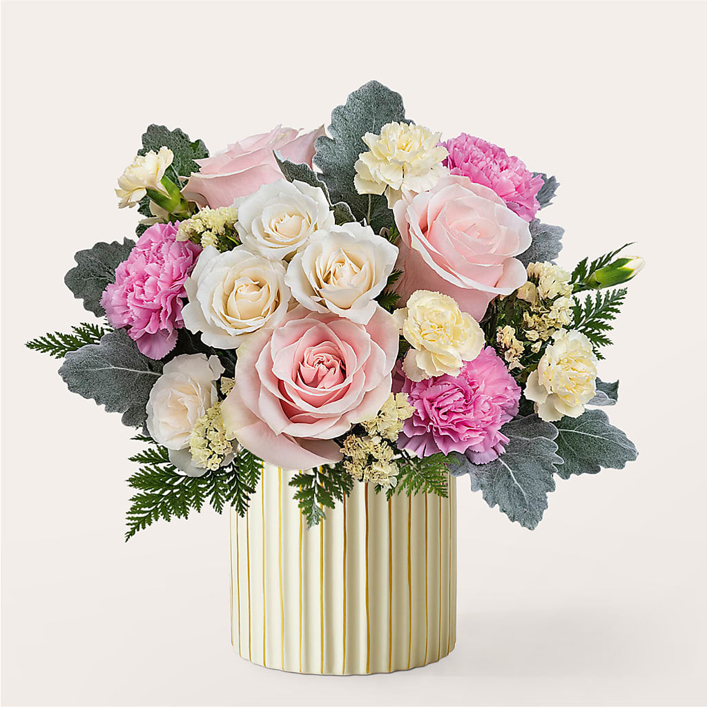 Blissful Moments Bouquet with Ivory Vase – FLOWERS & FAIRYTALES, Pittsburgh PA