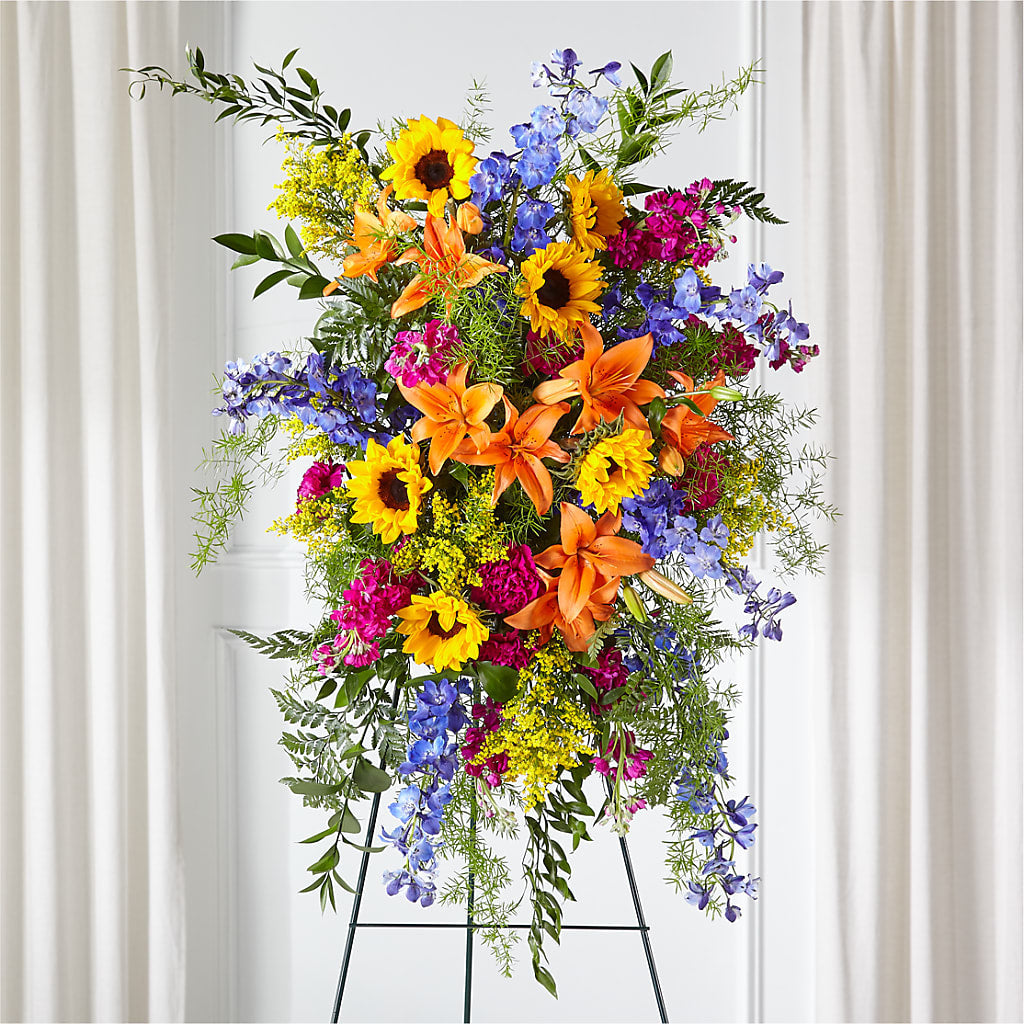 Sunlit Memories Standing Spray (Standard) – FLOWERS & FAIRYTALES, Pittsburgh PA