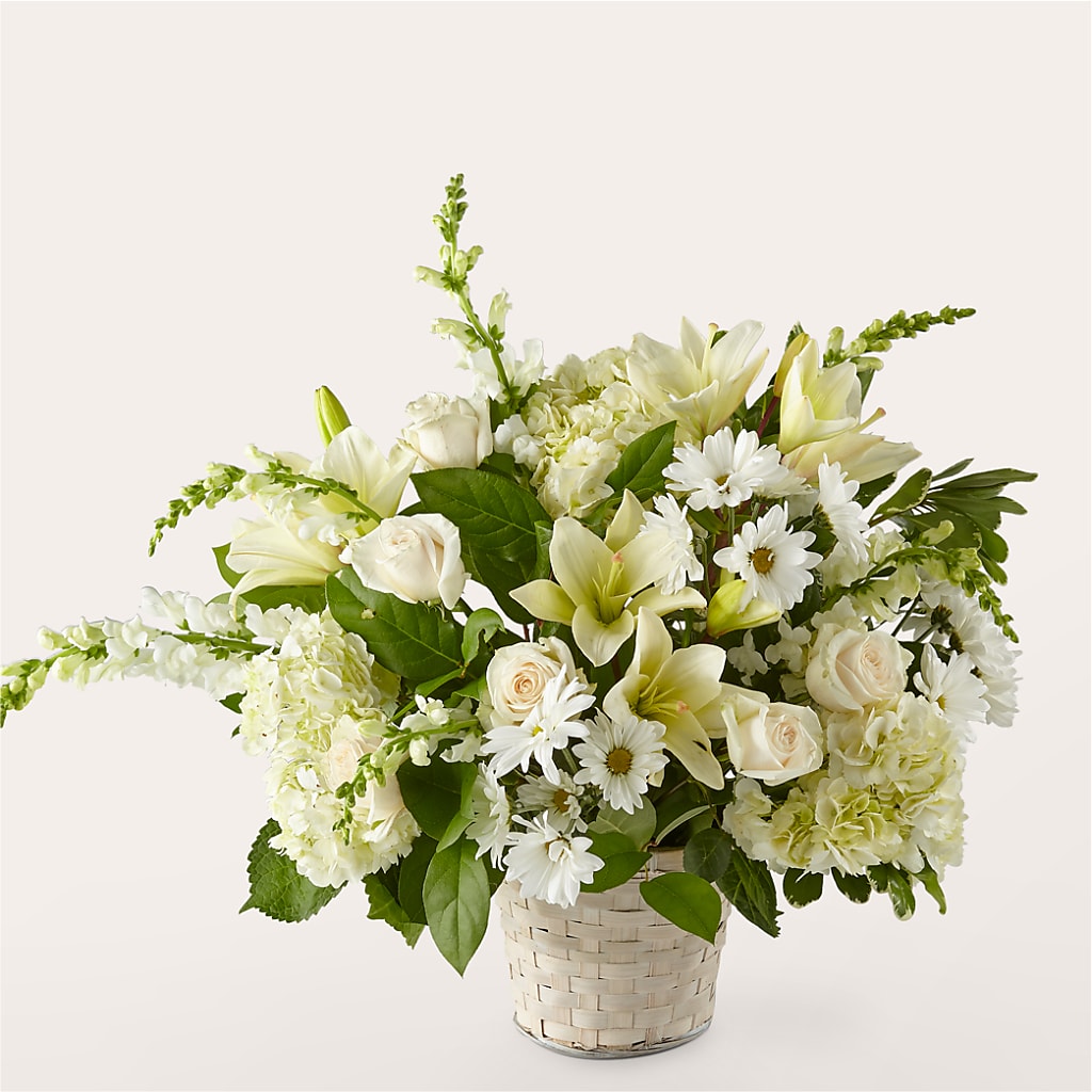 Ivory Elegance Floral Basket – FLOWERS & FAIRYTALES, Pittsburgh PA