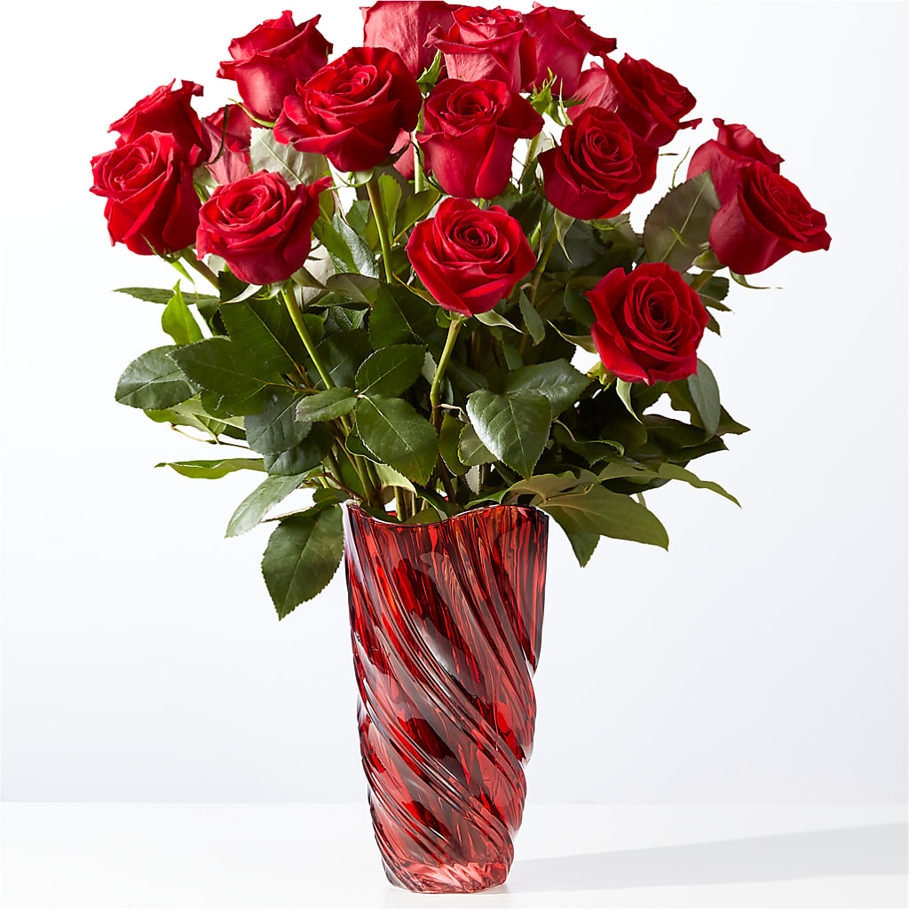 Classic Love Red Rose Bouquet with Luxe Swirl Vase – FLOWERS & FAIRYTALES, Pittsburgh PA