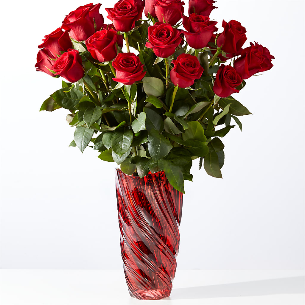 Classic Love Red Rose Bouquet with Luxe Swirl Vase – FLOWERS & FAIRYTALES, Pittsburgh PA