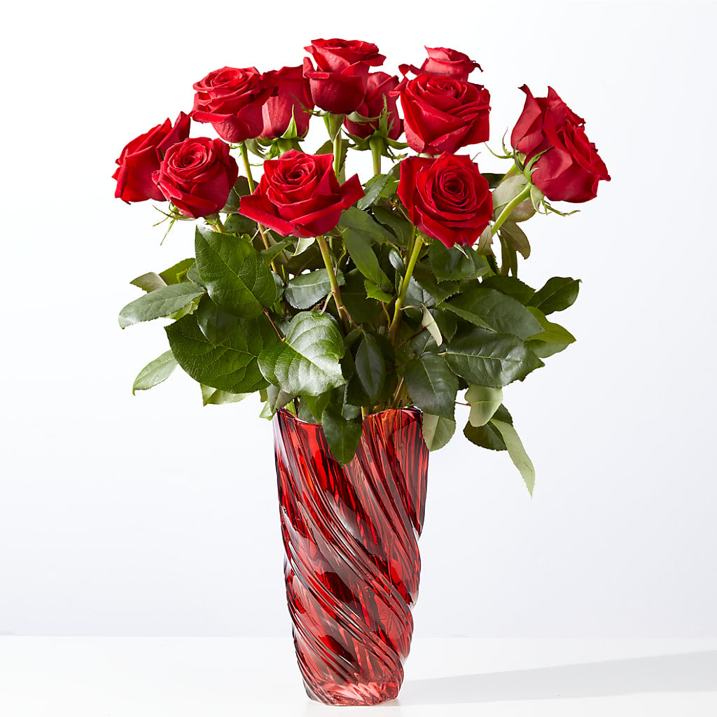 Classic Love Red Rose Bouquet with Luxe Swirl Vase – FLOWERS & FAIRYTALES, Pittsburgh PA