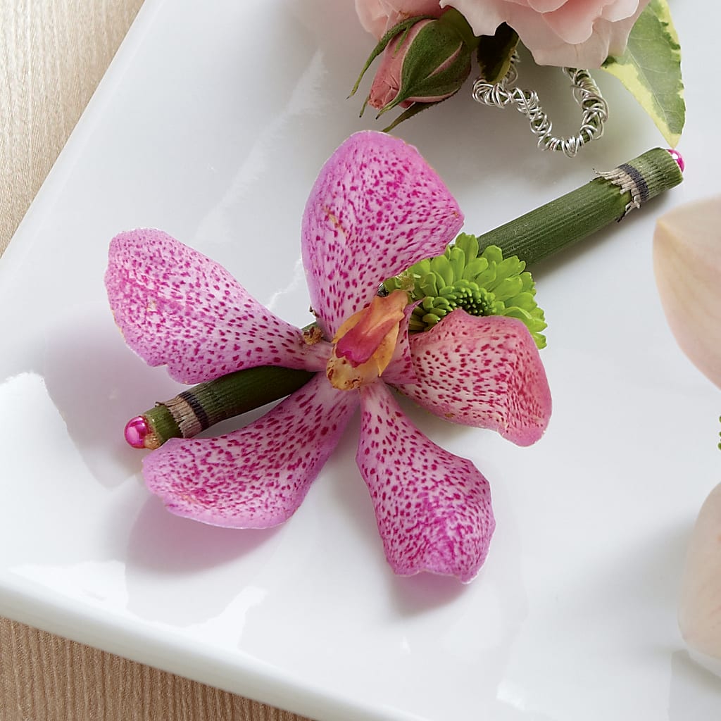 Pink Mokara Boutonniere – FLOWERS & FAIRYTALES, Pittsburgh PA