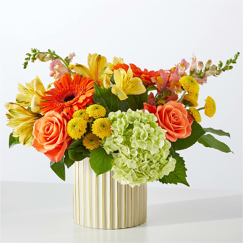 Autumn Sunshine Bouquet with Ivory Vase – FLOWERS & FAIRYTALES, Pittsburgh PA