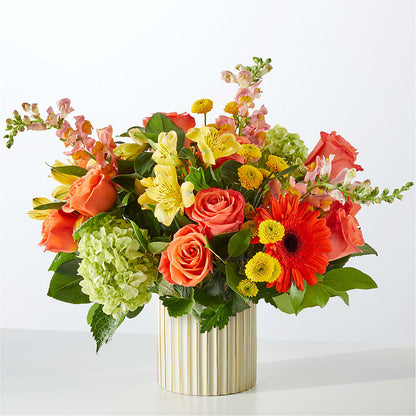Autumn Sunshine Bouquet with Ivory Vase – FLOWERS & FAIRYTALES, Pittsburgh PA
