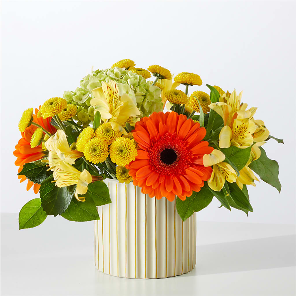 Autumn Sunshine Bouquet with Ivory Vase – FLOWERS & FAIRYTALES, Pittsburgh PA