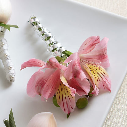 Pink Peruvian Lily Boutonniere – FLOWERS & FAIRYTALES, Pittsburgh PA